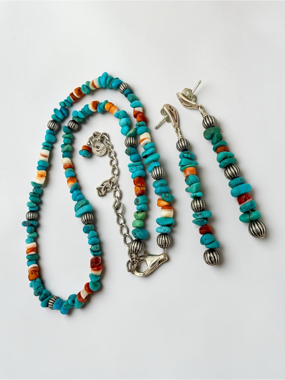 Carolyn Pollack Relios Turquoise Spiny Oyster Sterling Silver Necklace & Earring - Picture 12 of 17